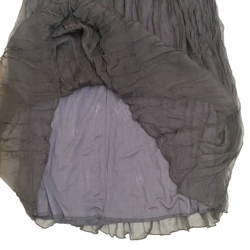Yifan Crinkle Gauze Midi Skirt Grey Sz Small Lined Summer Party  B22 - Picture 6 of 9